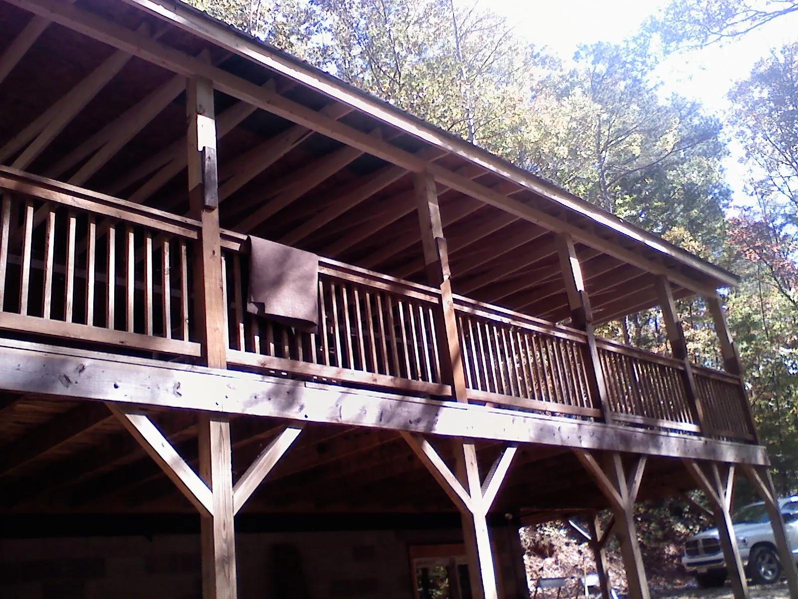 Timber framing under a new elevated porch and deck — Roof Leak Repair in Zwingle by Roofing Brothers